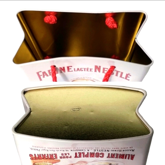 Cookie Tin Gift Storage Farine Lactee Nestle Good Start Supreme W/ Cord Handles - Picture 7 of 11